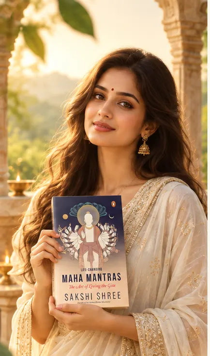 Science Divine Member holding Maha Mantras book
